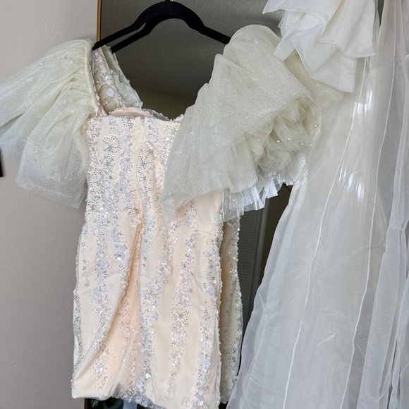 Bella Barnett Emma Off-the-Shoulder Sequin Streaking Mini Dress - Picture 9 of 10